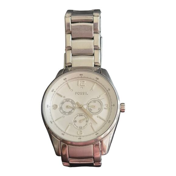 Fossil Ladies Watch BQ 1070 • 40 mm Pearl Dial • Day/Date • Original Band 5 ATM - Picture 6 of 8